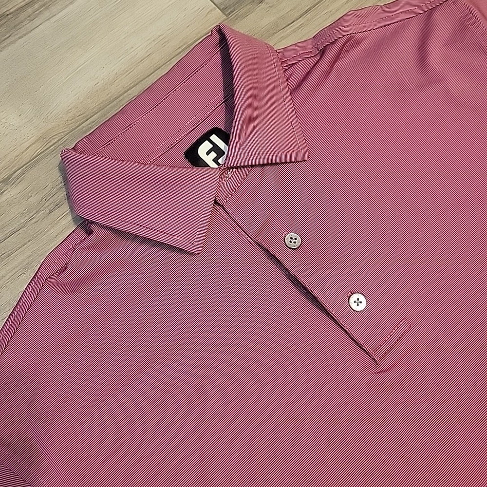 FootJoy FJ Golf Polo Shirt Men Large Purple Short Sleeve Pullover Stretch